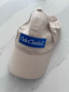Cub Cadet Beige Baseball Cap with Blue Logo